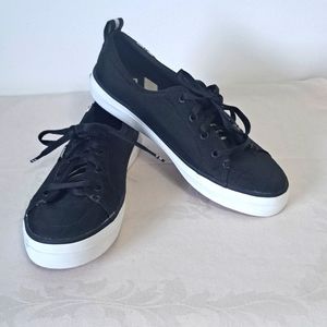 Sperry Bionic Tennis Shoes black white size 7 deck